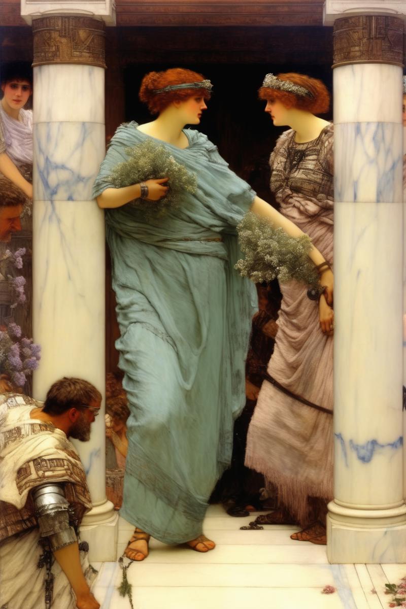 00246-1444709968-_lora_Lawrence Alma Tadema Style_1_Lawrence Alma Tadema Style - Sir lawrence alma - tadema very large bush women walking out man.png